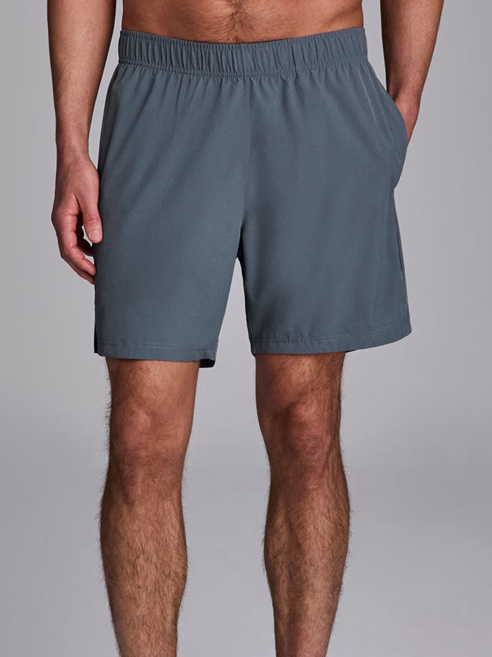 RBX Men's Elastic-Waist Performance Shorts in Blue Slate